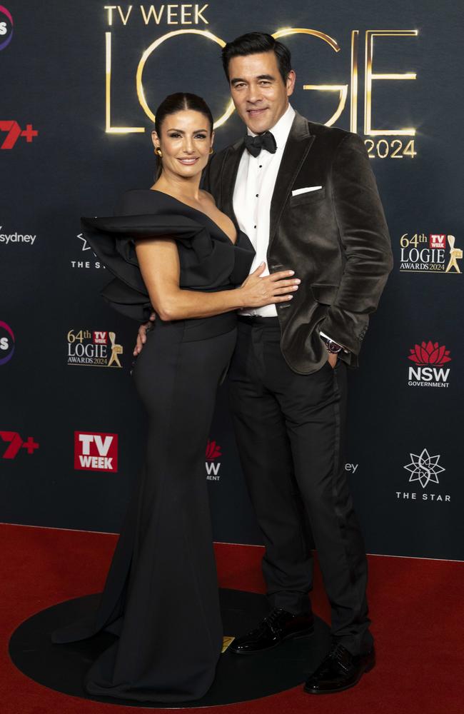 Ada Nicodemou and James Stewart pose at the TV Week Logie Awards. Picture: NewsWire/ Monique Harmer