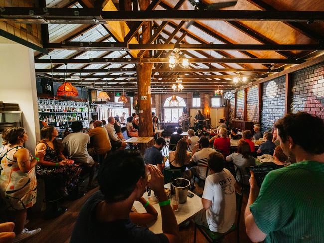 A band performs inside The Bearded Lady in West End. Picture: Jacob Morrison.