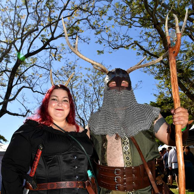 Townsville Medieval and Fantasy Festival 2024 at Cluden. Melanie Cox and Sean (Wombat) Lynch. Picture: Evan Morgan