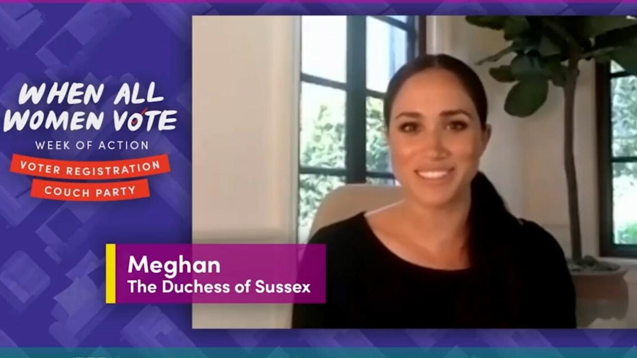 Meghan Markle warns American women they will have to live with the consequences if they can't be bothered voting in the US election saying: “This is such an exceptional time”. Picture: Supplied