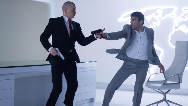 Rupert Friend and Zachary Quinto in a scene from film Hit man: Agent 47.