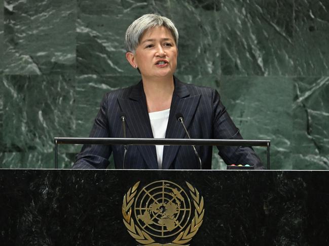 Foreign Affairs Minister Penny Wong speaks at the UN General Assembly. Picture: AFP