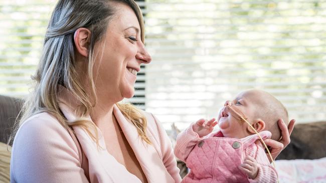 Amy Biernacki’s daughter Sienna was born by emergency C-section at 32 weeks. Picture: Jake Nowakowski