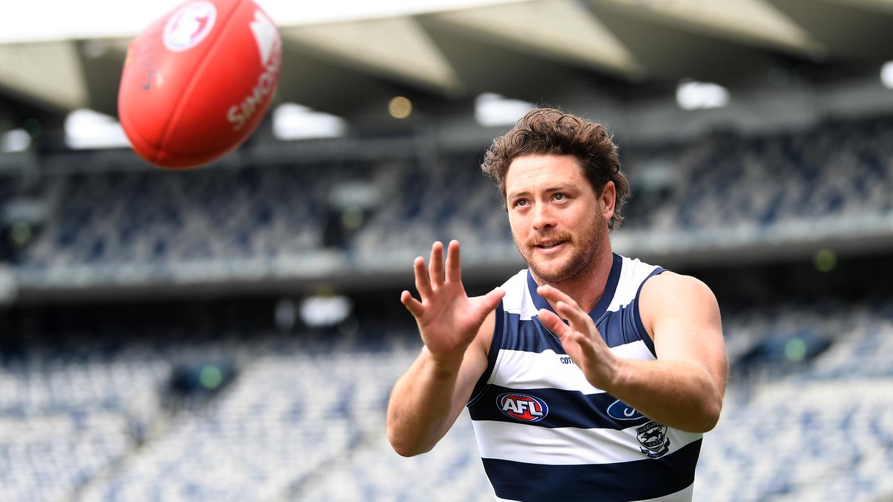 Steven at his Geelong unveiling last year. Picture: AAP