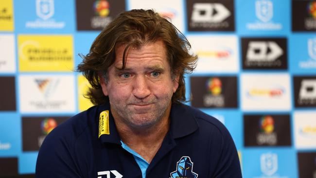 Gold Coast Titans coach Des Hasler won’t talk about his legal spat with Manly. Picture: Chris Hyde/Getty Images