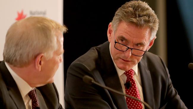 NAB CEO Ross McEwan (right) with chairman Philip Chronican. Picture: Stuart McEvoy.