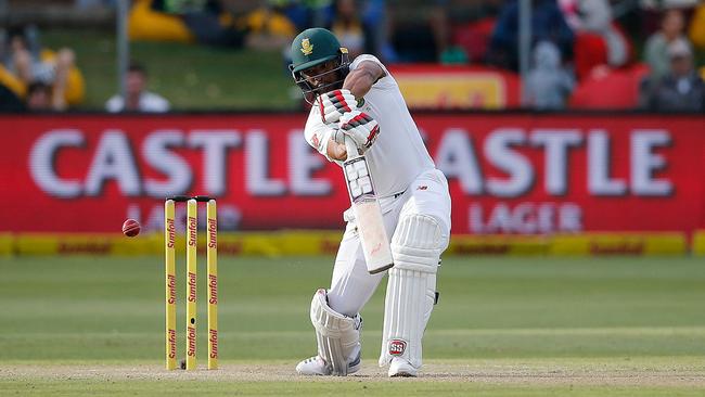 Vernon Philander plays an unorthodox shot late on day two. Picture: AFP