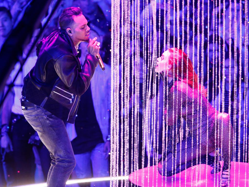 Chris Brown performs onstage during the iHeartRadio Music Awards at The Forum on April 3, 2016 in Inglewood, California. Picture: Getty