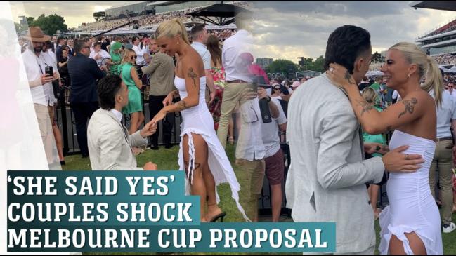 Couples proposal on Melbourne Cup day