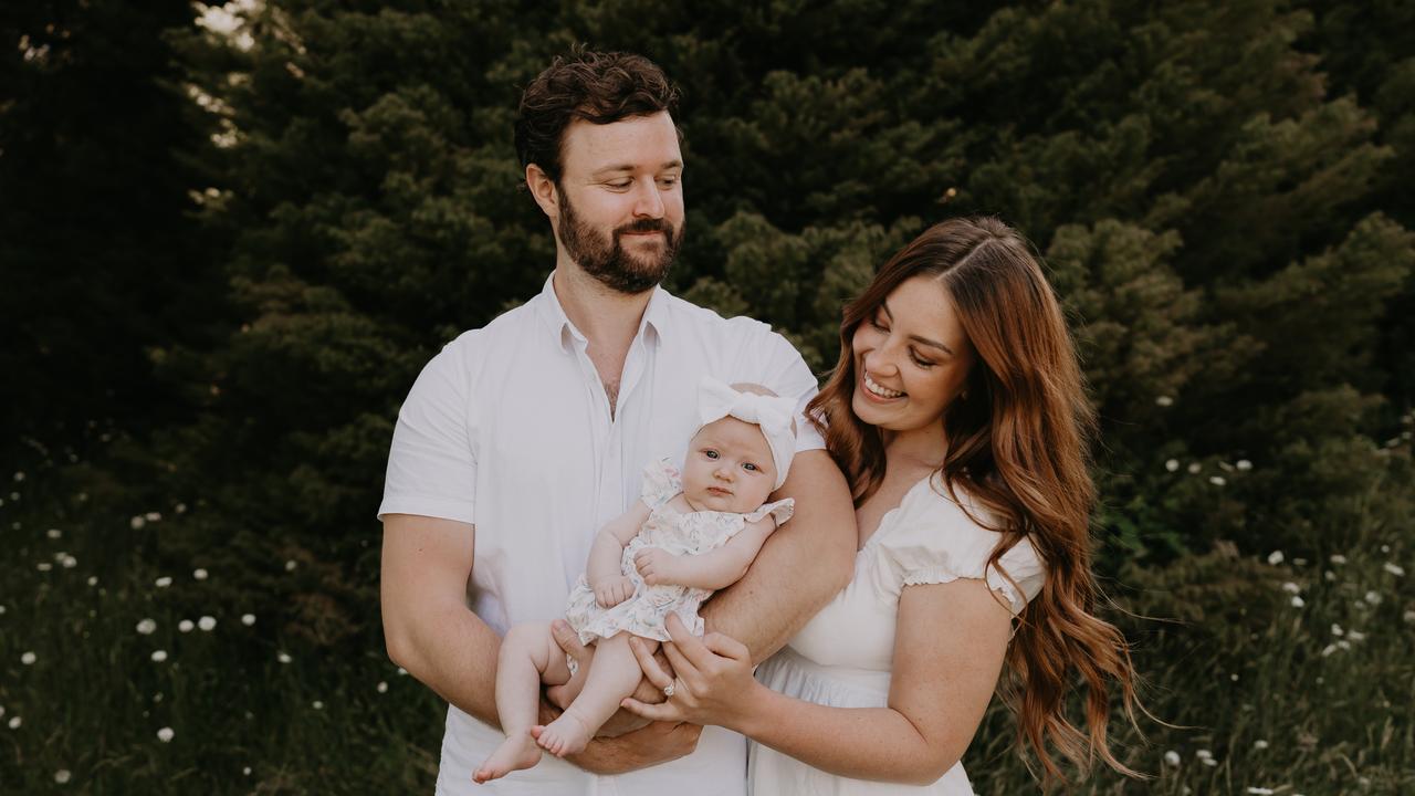 Vera Jaye with her mum, Krysten and dad, Jordan. Picture: Supplied