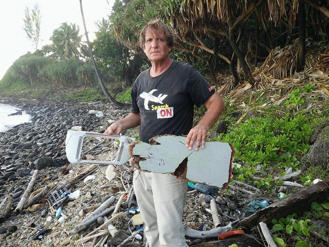 Independent MH370 investigator Blaine Alan Gibson with more debris discovered on Riake Beach, Madagascar. Picture: Facebook