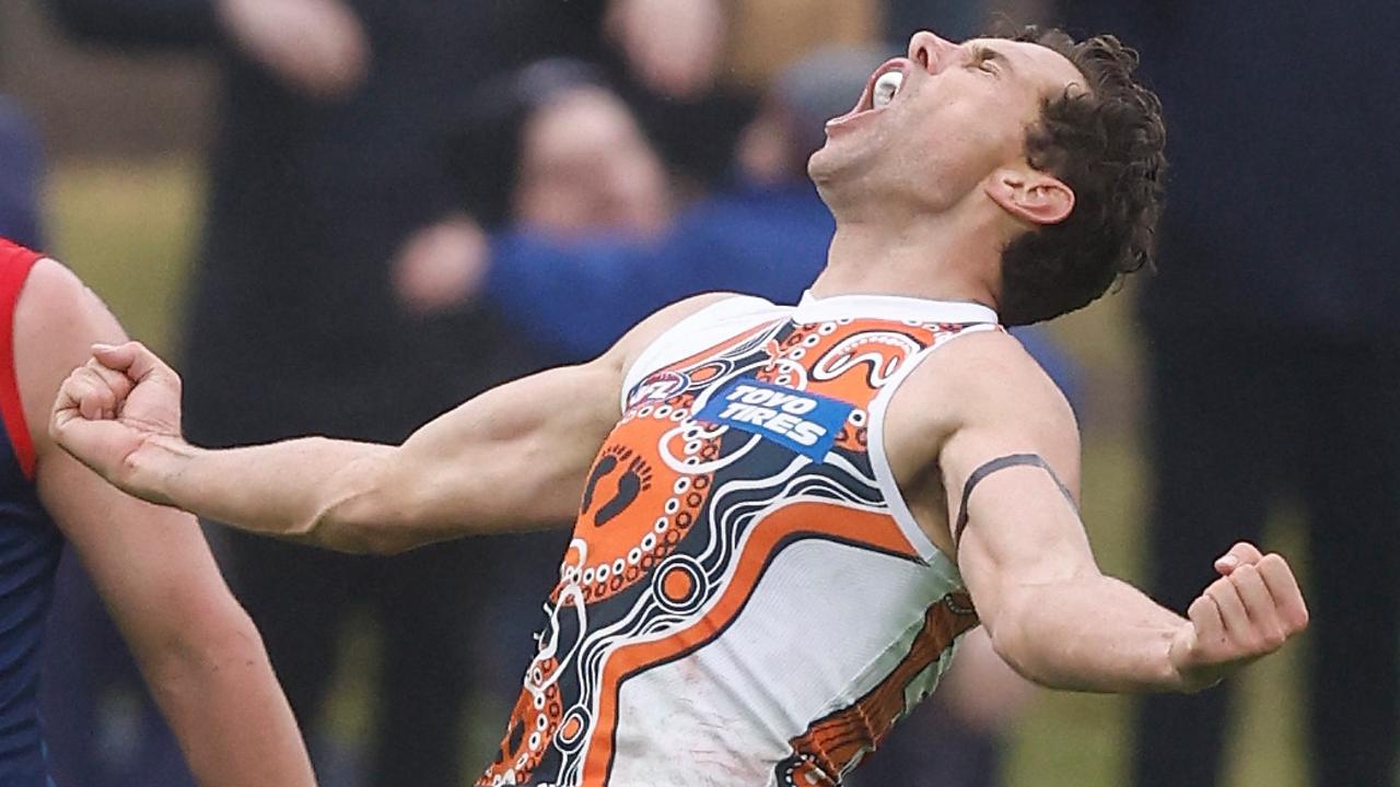 Giant Josh Kelly won the game late with a monster goal. (Photo by Michael Willson/AFL Photos via Getty Images)