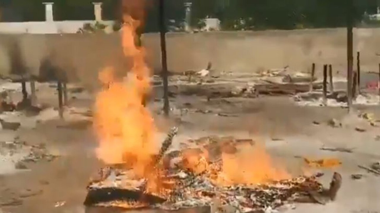 Scenes from a crematorium in the Indian city of Bhopal. Picture: Twitter