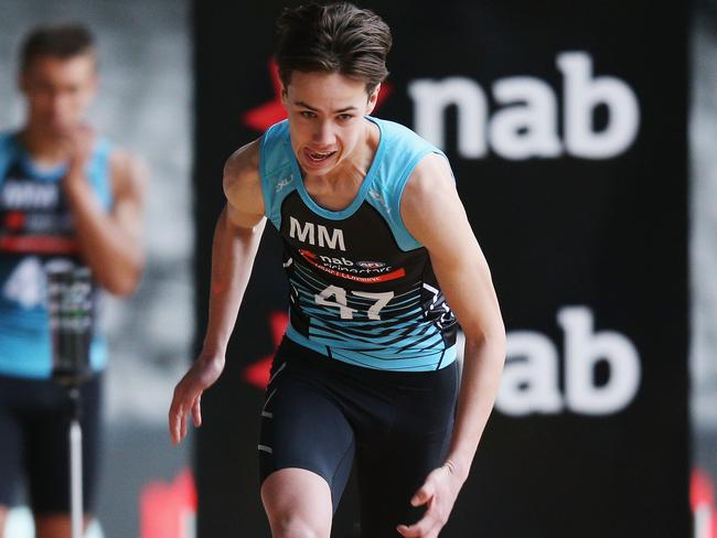 MELBOURNE, AUSTRALIA - OCTOBER 05:  Tyler Brown takes part in the 20m sprint during the AFL Draft Combine at Etihad Stadium on October 5, 2017 in Melbourne, Australia.  (Photo by Michael Dodge/Getty Images)