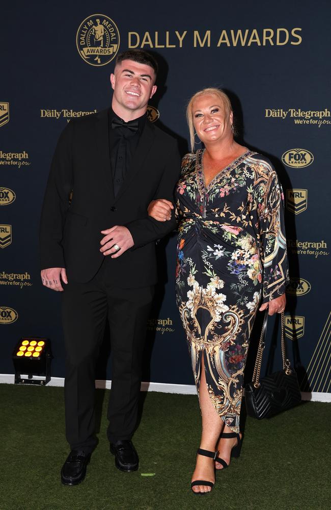 In a sweet move, Bradman Best of the Knights brought his mother Tobi to the event. Photo by Mark Kolbe/Getty Images