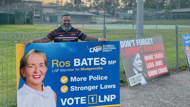 A volunteer up before dawn helping Mudgeeraba MP Ros Bates with her campaign on State election day.