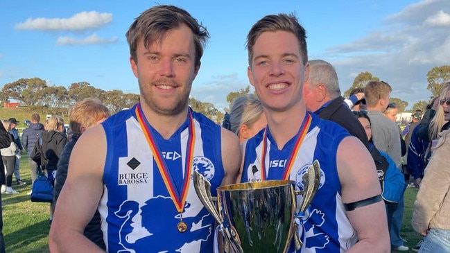 Bennison (right) after last year's grand final success. Picture: Supplied