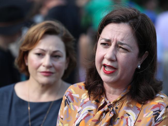 Premier Anastasia Palaszczuk and Jackie Trad have been under siege since the Adani issue helped deliver victory for the Coalition. Picture: Peter Wallis