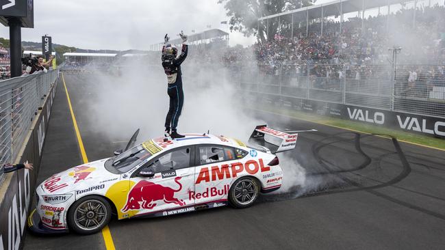 Shane van Gisbergen celebrates at the VALO Adelaide 500. Picture: Mark Horsburgh