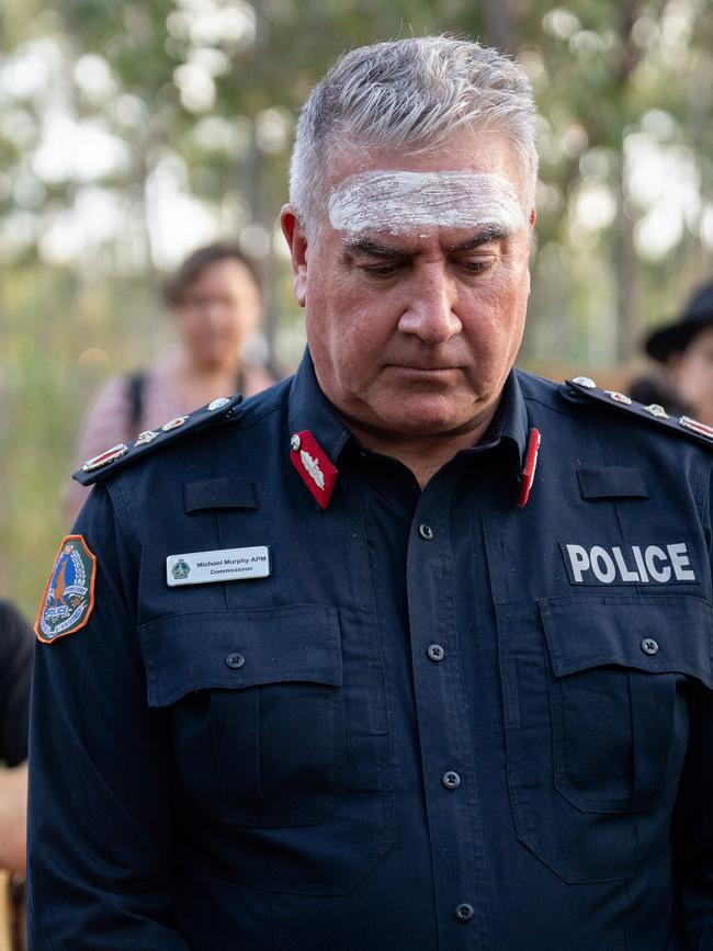 NT Police Commissioner Michael Murphy delivers an apology to First Nations people at the Garma festival. Picture: Nina Franova/YYF