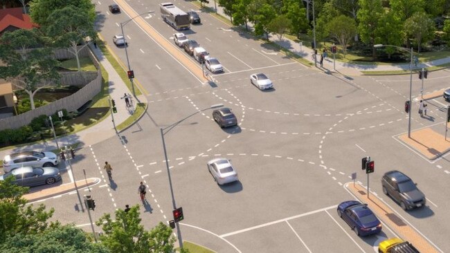 Artist's impression of how the Beams and Dorville roads intersection will look.