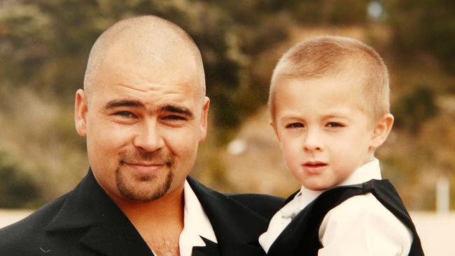 Troy Baker and his son, Preston. Picture: Norm Oorloff