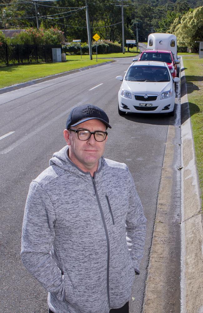 Worongary residents along Vince Hinde Dr near Pioneer Downs Park are calling on Gold Coast council to let patrons park on the verge or build a carpark. Resident Nick Flanagan. Picture: Jerad Williams