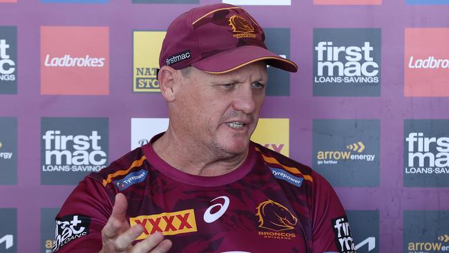 Coach Kevin Walters during Alex Glenn's retirement announcement, Red Hill. Picture: Liam Kidston.