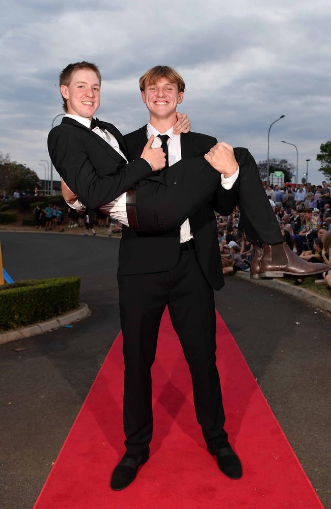 Clinton Debney and Brayden Allen at Highfields State Secondary College. Picture: Patrick Woods.