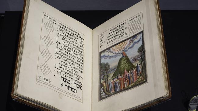 Sloane Haggadah on loan from British Library from Luminous, an exhibition of Hebrew manuscripts at the State Library of Victoria.