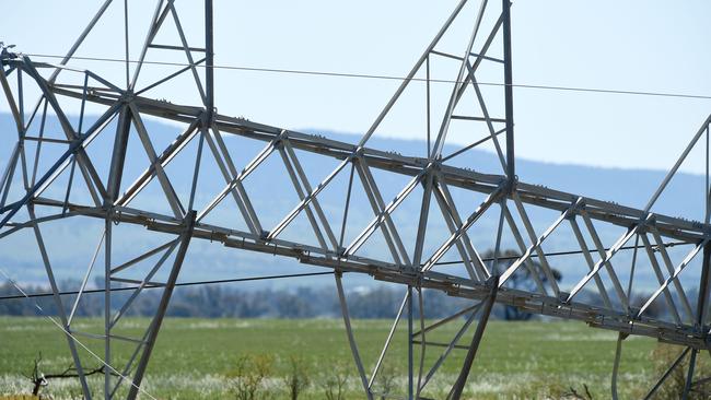 Damaged power towers near Melrose after this month’s wild weather.