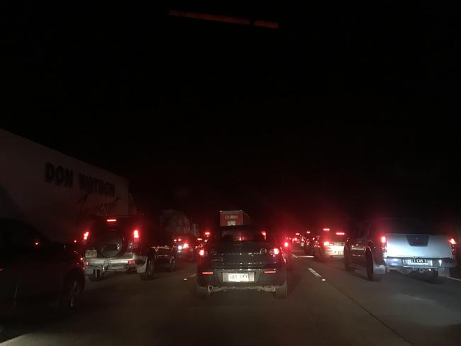 Traffic jam on the M1 following a police incident this evening. Picture: Kirstin Payne