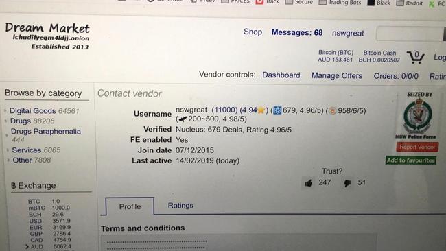 Police allege he is the anonymous dark web figure “NSWGreat”. Picture: Supplied