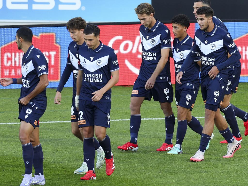 Melbourne Victory on the precipice in terms of A-League men’s finals. Picture: Hagen Hopkins/Getty Images