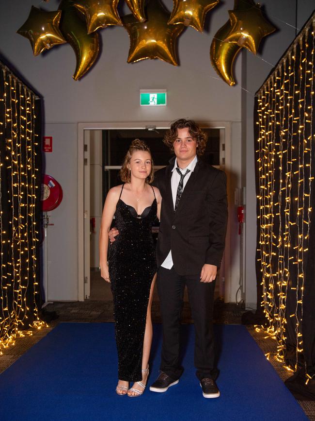 Kalea Hutton and Joshua Kronk at the Year 12 School formals of Darwin High School at Darwin Convention Centre, Darwin. Picture: Pema Tamang Pakhrin.