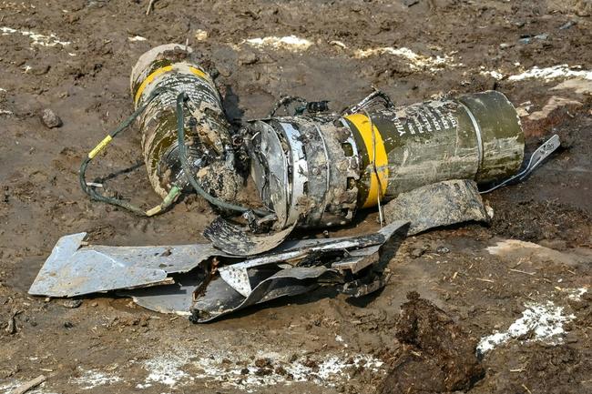 Debris from a drone on the outskirts of Amritsar in India