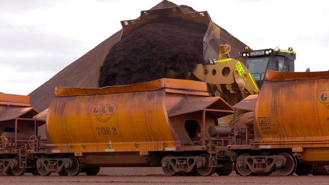 Iron ore being railed out of iron knob