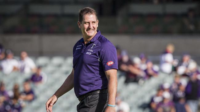 Fremantle Ross Lyon before the Dockers 2017  round one match against Geelong in Perth. Tony McDonough/AAP