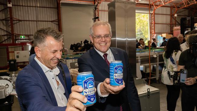 Prime Minister Scott Morrison and Andrew Constance, former NSW Transport Minister turned Liberal Candidate for Gilmore. Picture: Jason Edwards