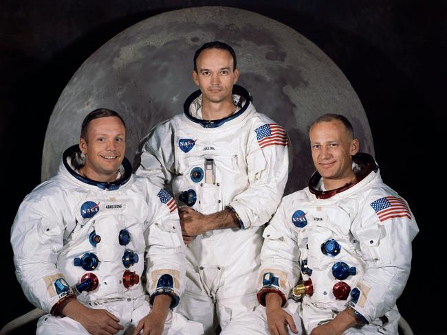 The official crew portrait of the Apollo 11 astronauts (l-r): Neil Armstrong, Commander; Michael Collins, Module Pilot; Edwin ‘Buzz’ Aldrin, Lunar Module Pilot. Picture: HO/ NASA/AFP