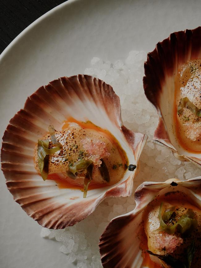 Scallops with brown butter.