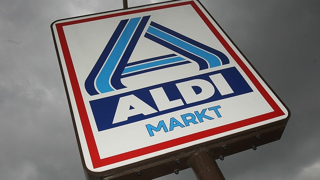 Stores in Denmark were run by Aldi Nord, whose logo is blue and red rather than the familiar logo from Aldi Sud which is used in Australia. (Photo by Sean Gallup/Getty Images)