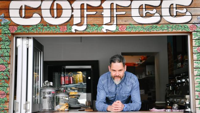 Joshua Muller at his cafe, Erb'n'flo on Sturt St. Picture: AAP/Morgan Sette