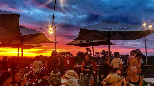 A magical sunset can be seen from the deck of the Marlo Hotel.