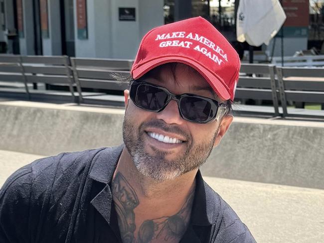 Angelo Notta was asked to remove his MAGA cap at St Kilda’s Captain Baxter. Picture: Supplied