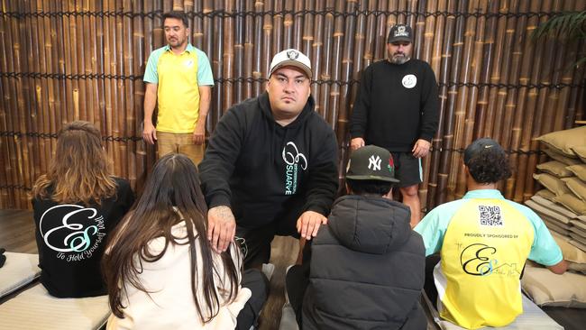 Esuarve founder Joseph Te Puni-Fromont at a meditation session for participants of the Esuarve program in Ormeau. Picture: Glenn Hampson.