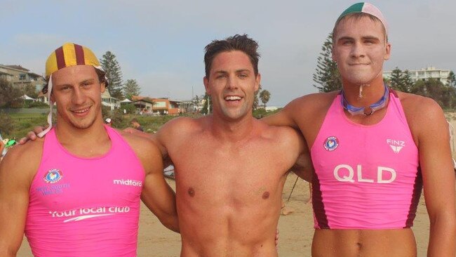 Jackson Borg (left) with join fellow NSW surf life saver Kendrick Louis (middle) in the professional series.