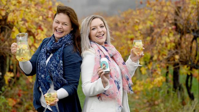 Beach Road Wines owner/winemaker Briony Hoare with Talie Neill at the winery in McLaren Vale. Photo: Naomi Jellicoe