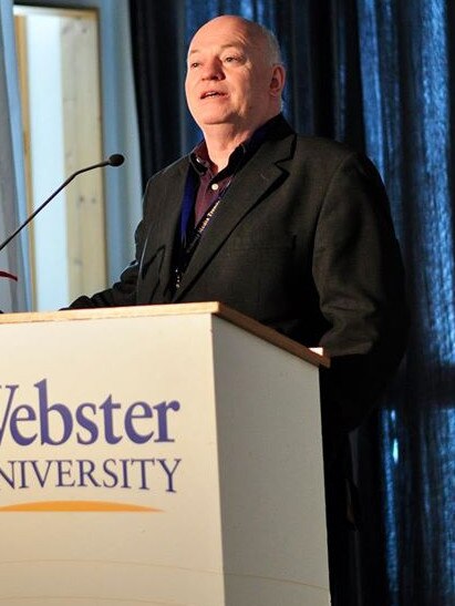 Simon Davies, pictured guest lecturing at the Webster University in Geneva. Picture: Facebook