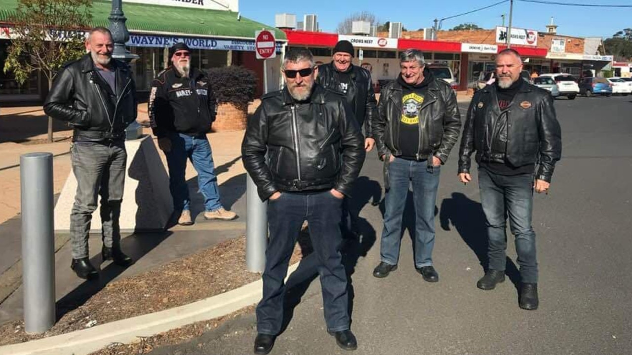 Stuart Harper (centre rear) with his mates (from left) Scott O’Neil, Wayne Hexell, Ash Badke, Greg McPhee and Lloyd Mcbrienat at Crows Nest on one of their final rides together.